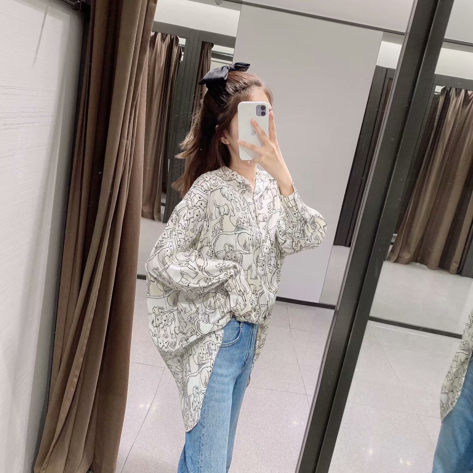 plus size printing loose casual shirt NSAM6797