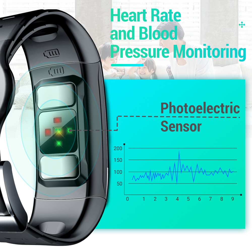 跨境智能手环USB充电健康监测睡眠心电心率血压蓝牙运动手环防水