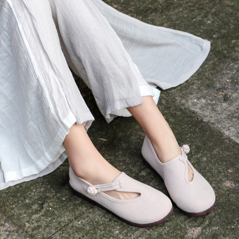 2020年春秋新款女鞋茶藝服女百搭原創牛筋民族風繡花鞋老北京布鞋