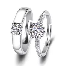 韩版创意开口结婚戒 男女钻石对戒时尚镀银情侣戒指一对厂家直销
