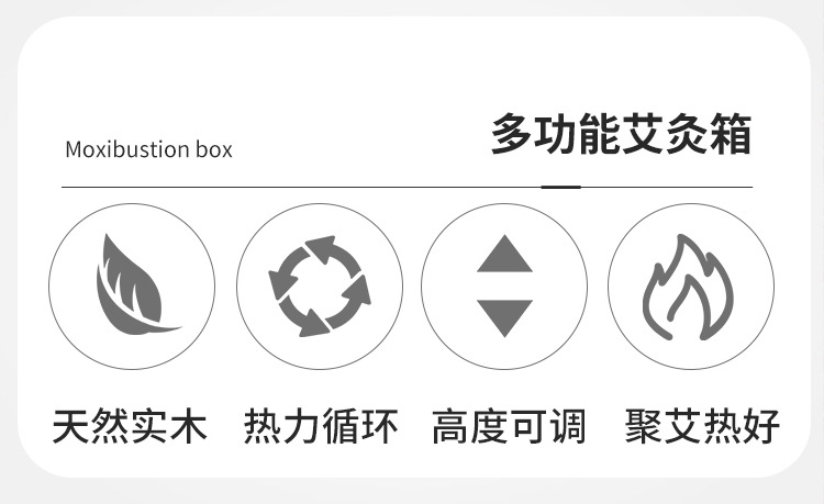 Wooden Moxibustion Box Multi-Area Moxa Burner with Stand and Smoke Filter for Back Spine and Chest Use overview