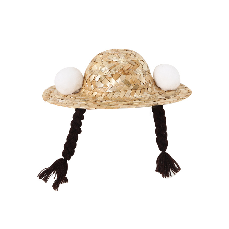 Mascota gato perro conejo sombrero de paja de verano de dibujos animados amarillo pato bola brote de frijol lindo mascota decorativa Red sombrero rojo accesorios de tiro image 14