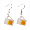 Amusing earrings, funny three dimensional resin, wineglass, ear clips, silver 925 sample, South Korea, no pierced ears