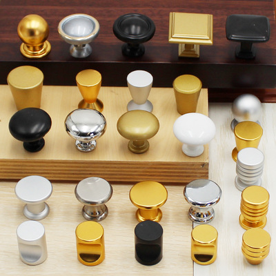 鋁合金單孔圓拉手家具禮盒小把手亮金色黑色白啞光