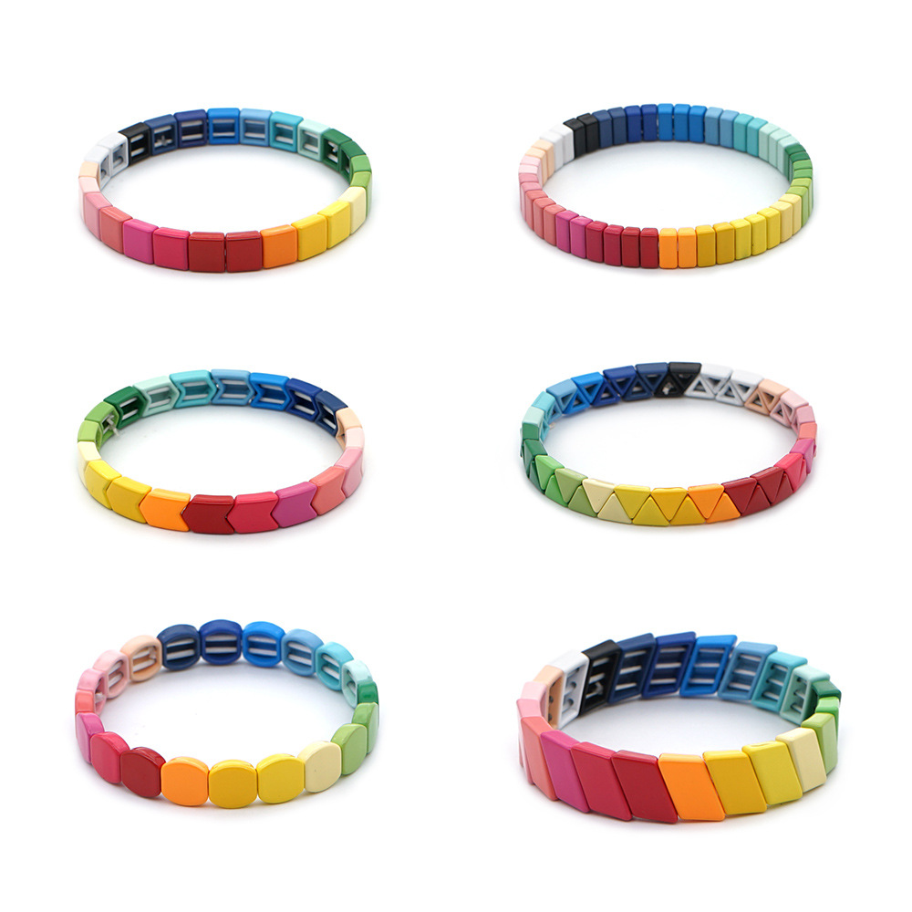 Fashion Couple Rainbow Enamel Alloy Bracelet display picture 27