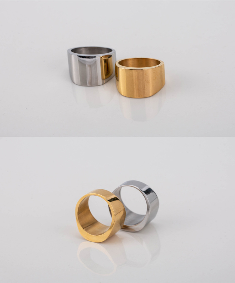 1 Piece Simple Style Geometric Titanium Steel Plating Men's Rings display picture 1