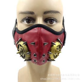 新品万圣节铆钉绑带防尘防唾沫创意款半脸口罩舞台化妆道具面罩