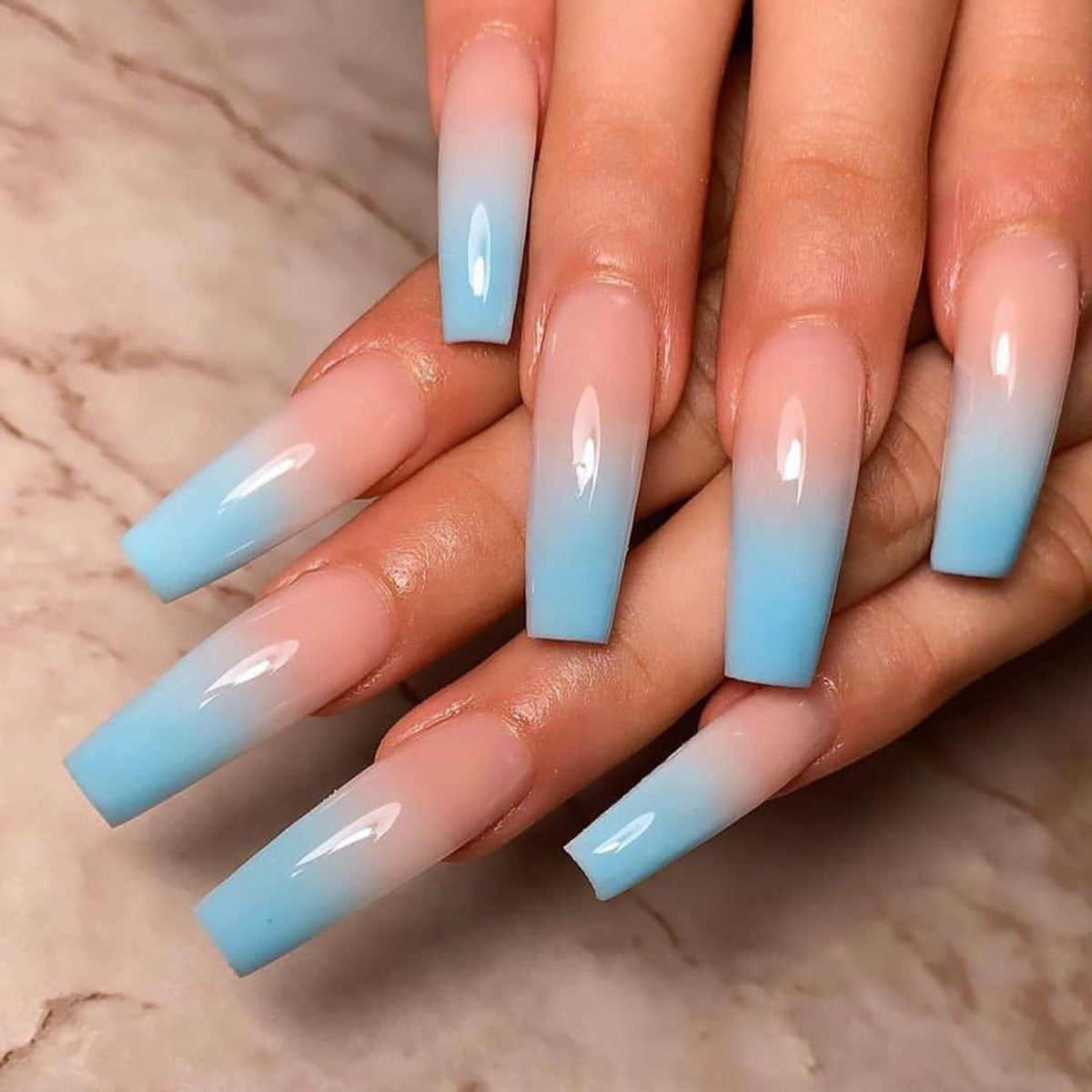 Long Ballet Gradient Blue Nail Art Patch...