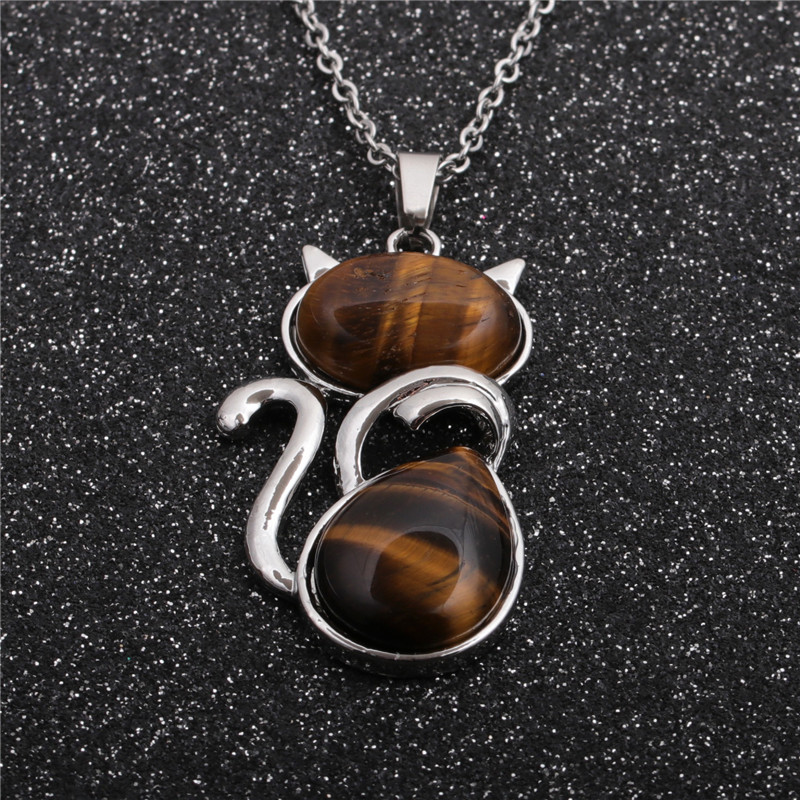 Fashion Geometric Ethnic Style Stainless Steel Chain Men And Women's Tiger Eye Pendant Necklace display picture 1