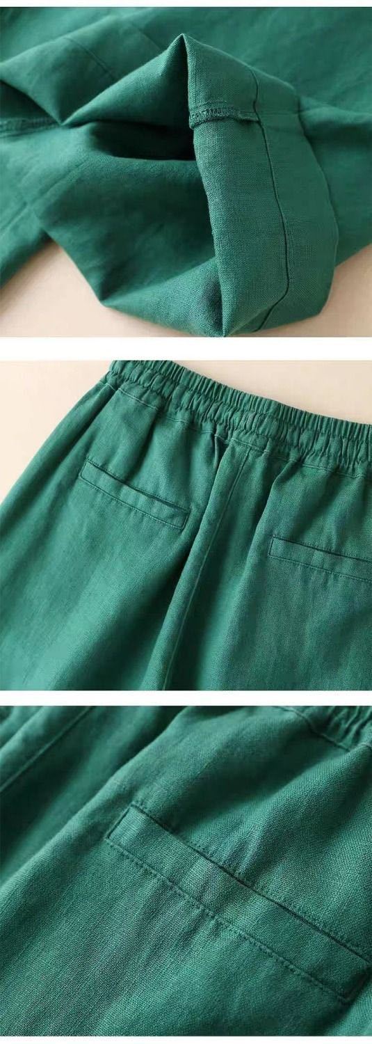 Title 6, Pantalones amplios de lino y algodón para mujer...