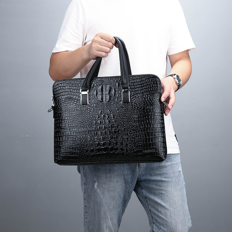 Men's bag fashion new business crocodile handbag one shoulder document computer gift bag men's bag