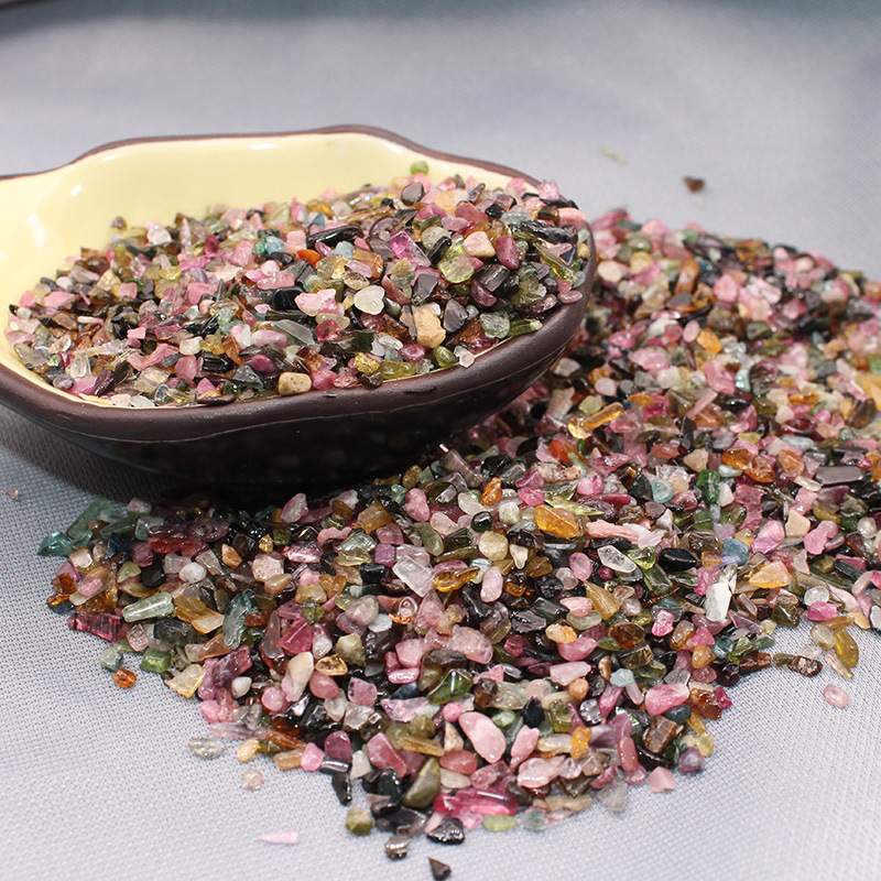 Natural Tourmaline Gravel Ornaments Color Crystal Gravel Crystal Stone Raw Stone Wool Vase Decoration Nail Art Stone