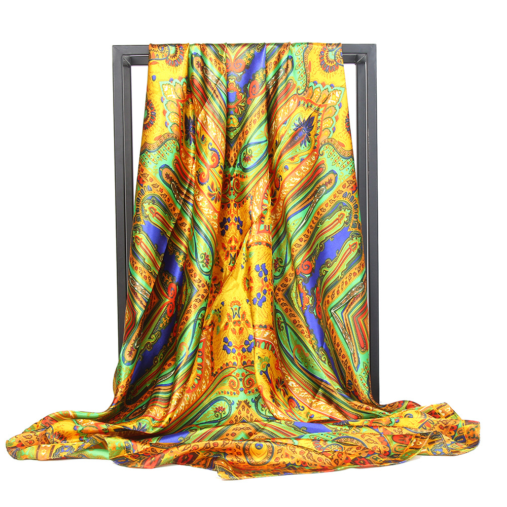 Women's Simple Style Cashew Nuts Satin Printing Silk Scarf Kerchief display picture 4
