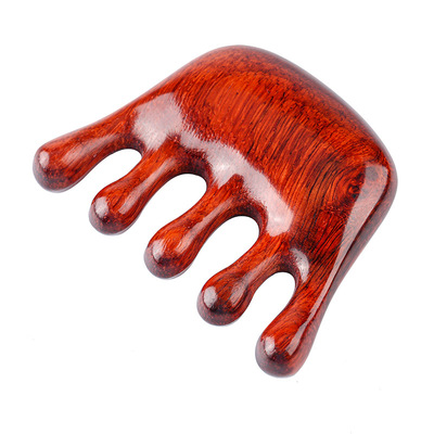 源头厂家紫檀按摩梳五齿木梳宽齿整木加厚经络梳檀木