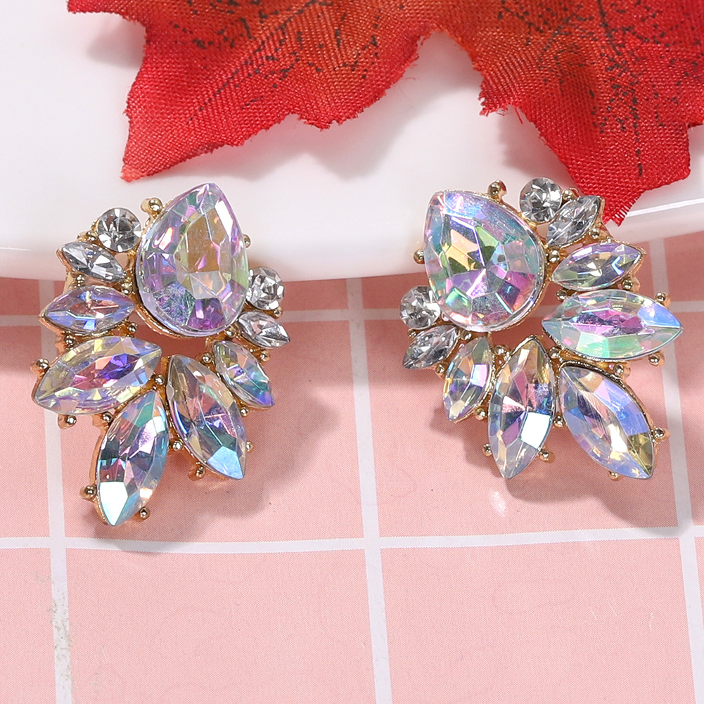 New Fashion Diamonds   Petals Water Drops Gemstones  Big Jewelry Earrings Nihaojewelry Wholesale display picture 5