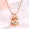 Crystal, golden pendant, accessory, for luck, pink gold, champagne color, with gem