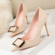 121-6 han edition fashion footwear with suede shallow thin mouth pointed metal documentary shoes buckle sexy show tall women