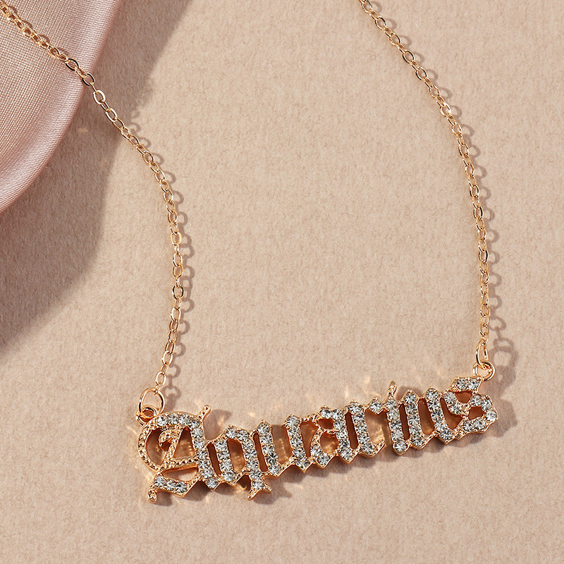 fashion  retro  diamond twelve constellation necklace