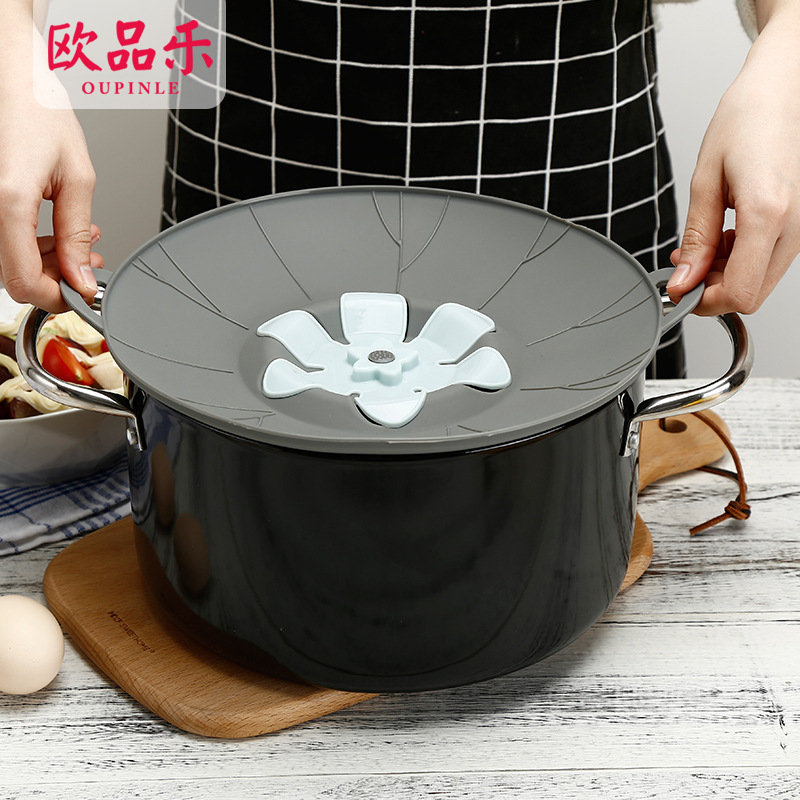 可旋转锅盖 硅胶保鲜盖 硅胶花型防溢锅盖 厨房小工具 厂家直销