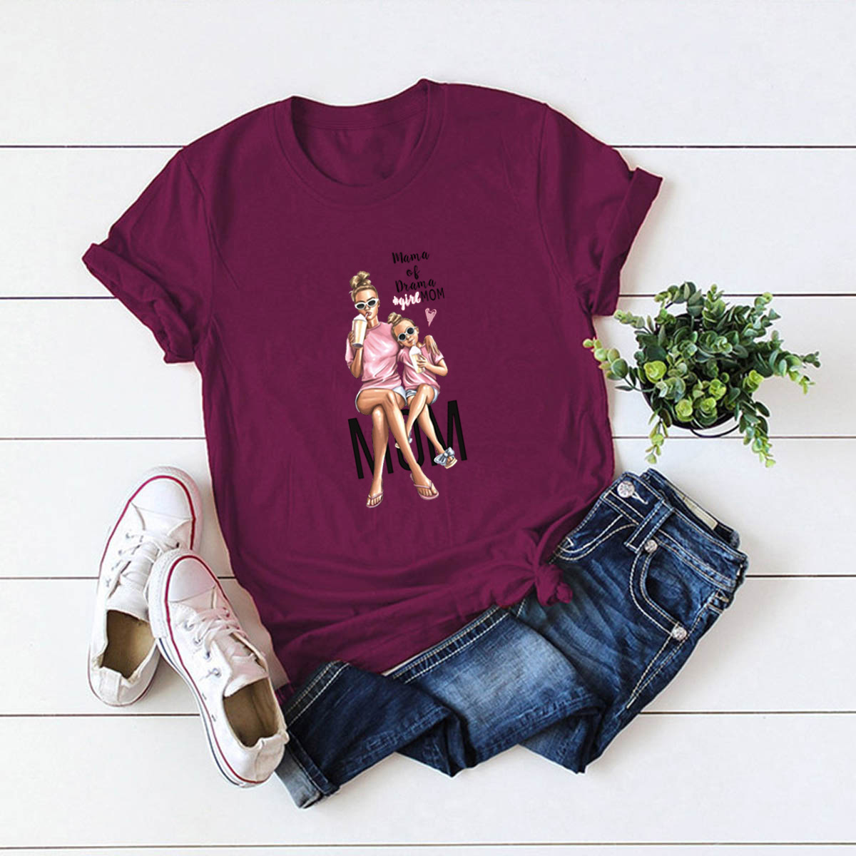 camiseta de manga corta cómoda con cuello redondo NSSN18325