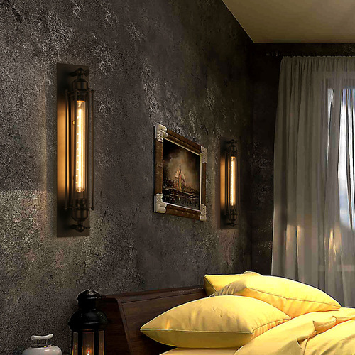 Retro industrial style wall lamp, American ironwork loft hallway restaurant bar Edison flute wall lamp, creative hair salon