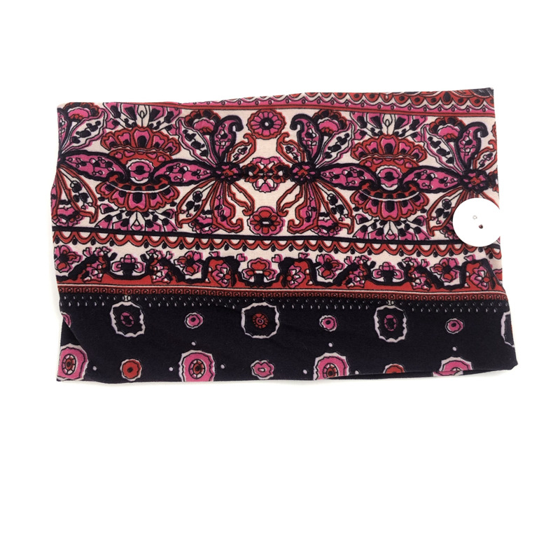 New Fashion Printed Stretch Cloth Mask Anti-leather Button Headband Fitness Yoga Headband display picture 15