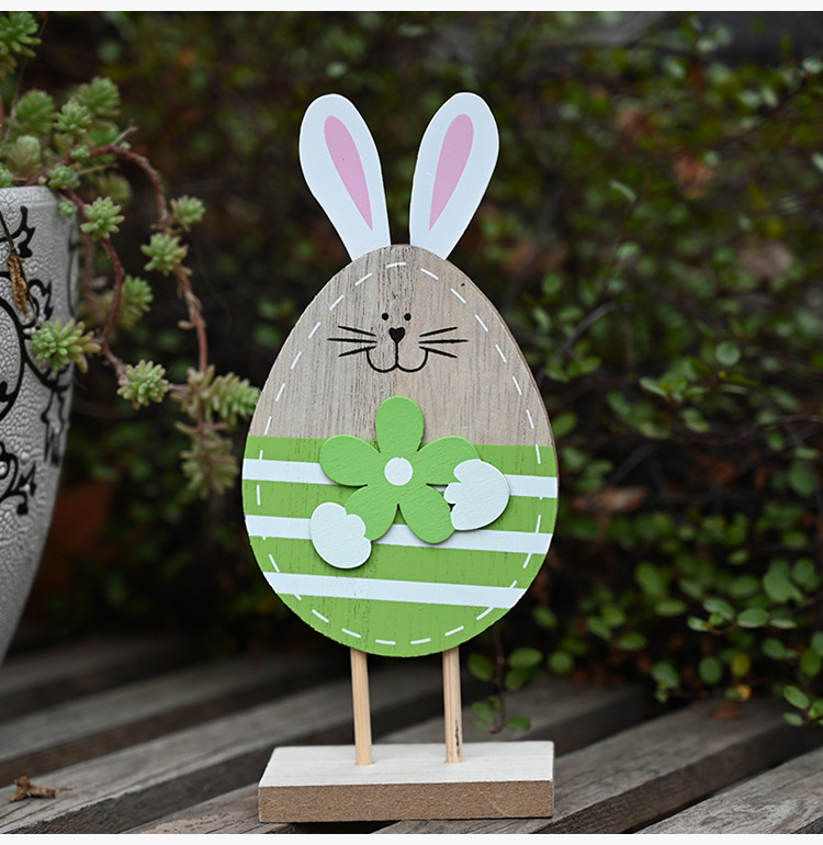 Easter Wooden Egg-shaped Bunny Ornaments display picture 7