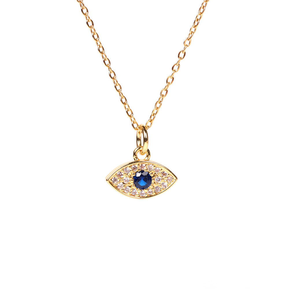 Diamond Blue Devil's Eye Zircon Pendant Short Necklace display picture 7