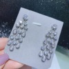 Fashionable zirconium with tassels, long silver needle, earrings, European style, simple and elegant design, silver 925 sample