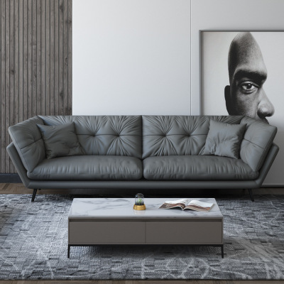 直排客厅免洗科技布沙发小户型客厅意式乳胶羽绒现代简约三人布艺|ms