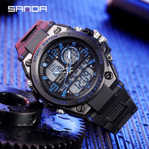 Sanda Fashion Trend 6024 Outdoor Sports Shockproof Watch for Boys and Girls Multifunctional Waterproof and Luminous Electronic Watch