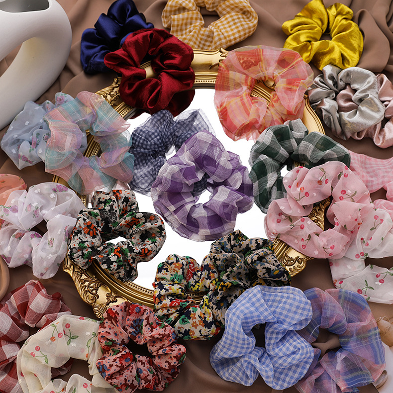 Fashion Large Intestine Hair Circle Hair Scrunchies Mori Chiffon Silk Yarn Small Fresh Sweet Hair Rope Rubber Band display picture 28