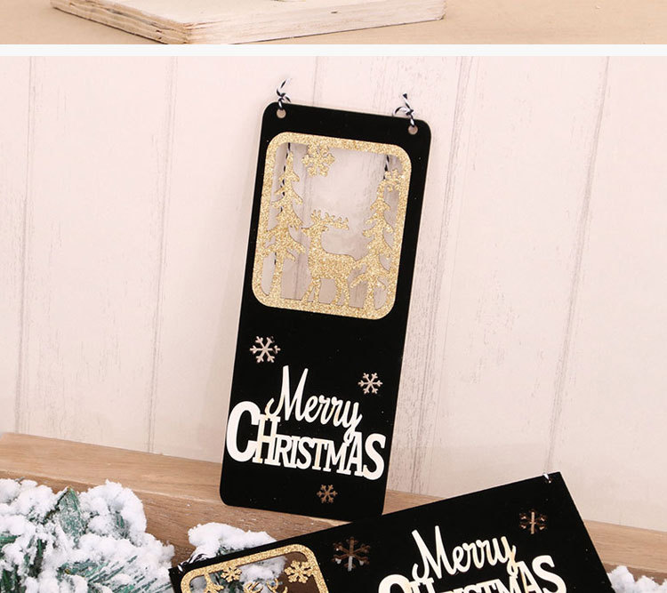 New Black Gold Christmas Wooden Three-dimensional Door Hanging Welcome Hollow Card  Wholesale display picture 9