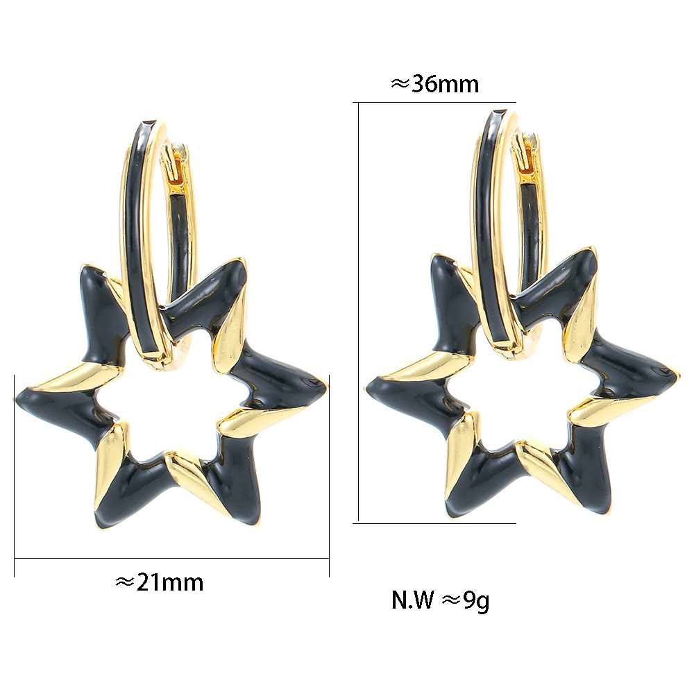 Pendientes De Cobre De Estrella Geométrica De Color Gota De Aceite De Moda display picture 1