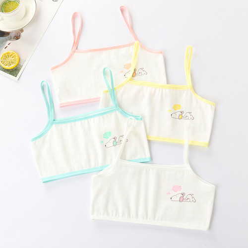 Underwear for female students in development period, pure cotton breathable 8-12 years old camisole cartoon girl bra