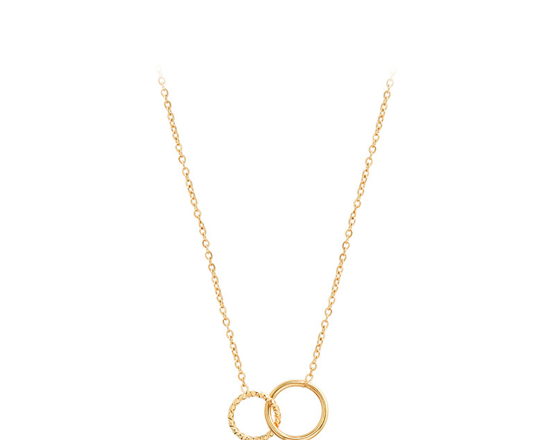 PVD Coated Gold Plating Process 18K Real Gold Plated, Real Gold Plated Plating Material PVD Coated Real Gold Plated 18K Gold Double Ring Titanium Steel Simple Style Commute Waterproof Non Tarnish Bracelets Necklace