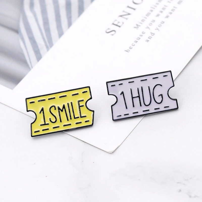 Cute Smile Kiss Hug Stamp Ferry Ticket Brooch display picture 12