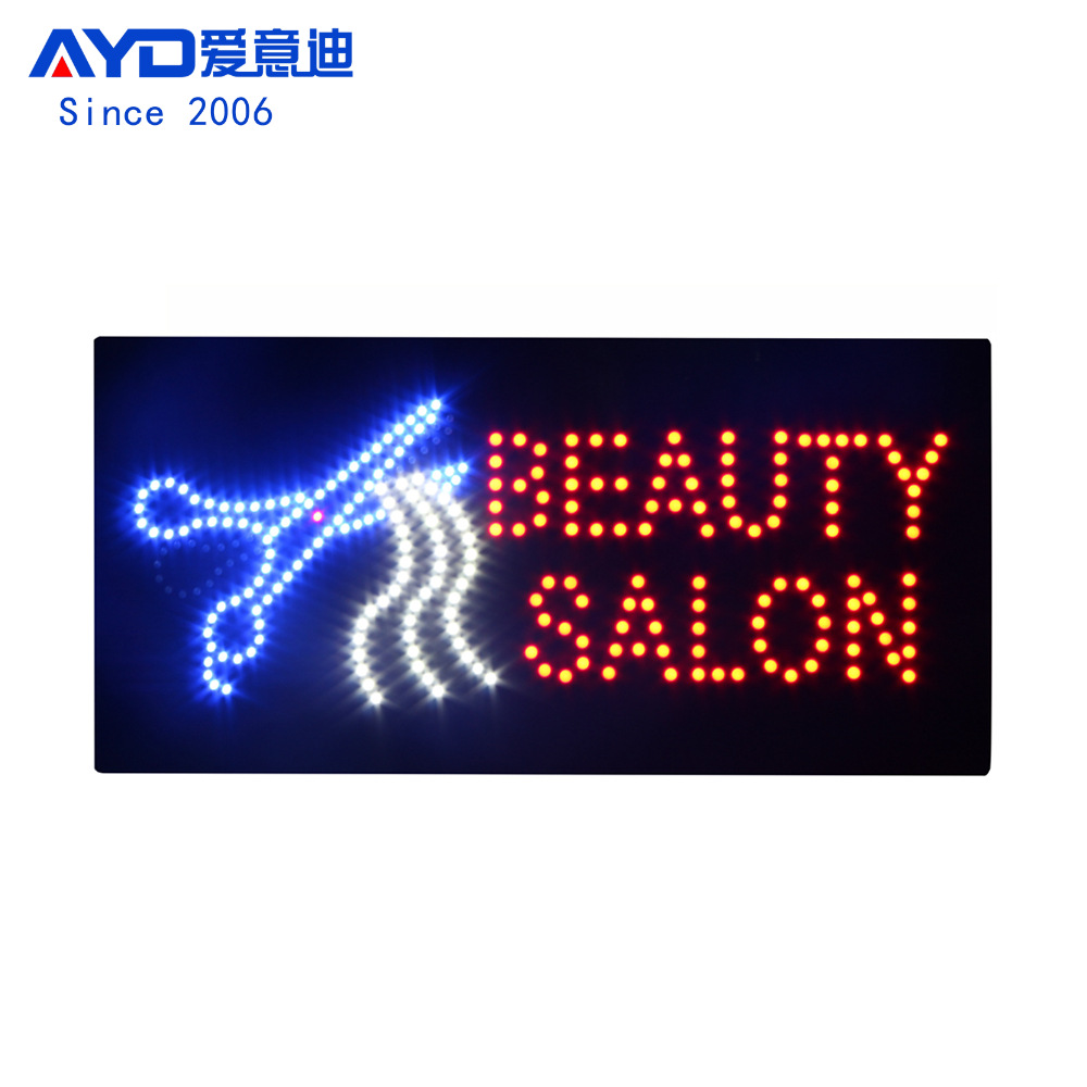 跨境出口 LED广告牌理发店电子招牌 LED Beauty Salon Open Sign