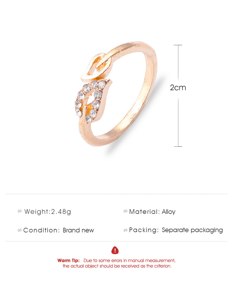 Korean Jewelry Wholesale Fashion Flash Diamond Love Ring Leaf Rhinestone Peach Heart Adjustable Joint Ring Suppliers China display picture 1