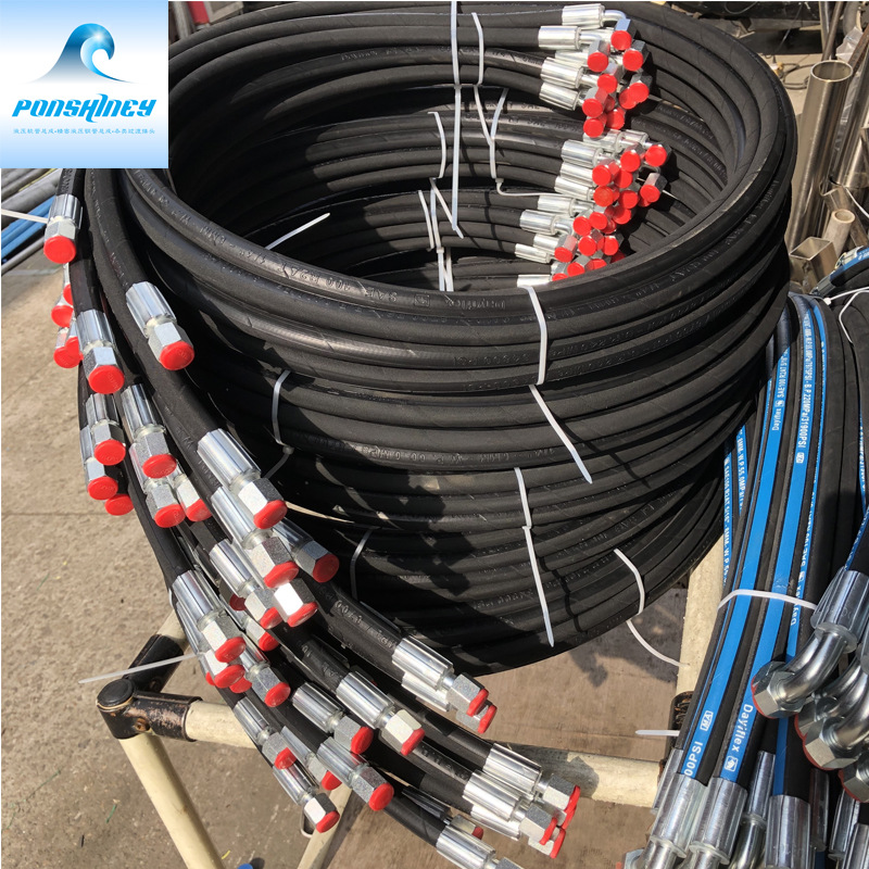 高壓膠管總成輸油液壓油管 橡膠高壓軟管6分黑膠管加工定制