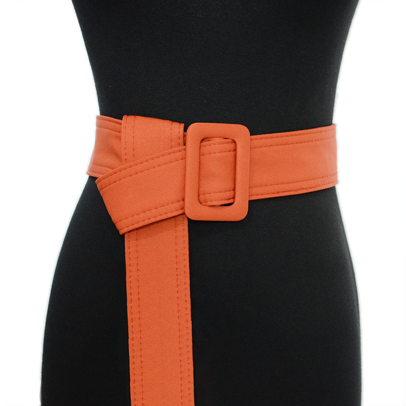 Women jeans belts ladies leisure pure color decoration long wide waist canvas seal coat strap