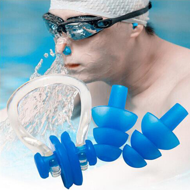 summer diving Swimming waterproof Earplugs Anti-choked water soft silica gel Swimming Nose clip Silicone earplugs suit