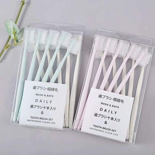 Soft bristle toothbrush with protective cover for adult household Japanese style fresh macaron with hijab Japanese style portable family pack
