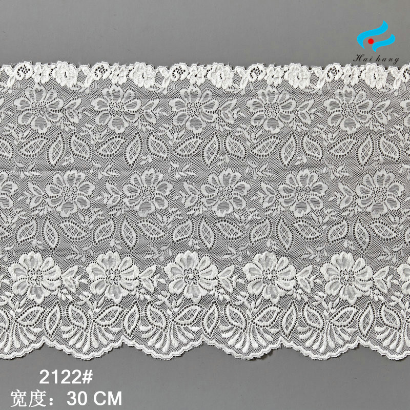宽边蕾丝压纱花边30公分弹力安全裤压纱蕾丝面料 塑身弹力花边