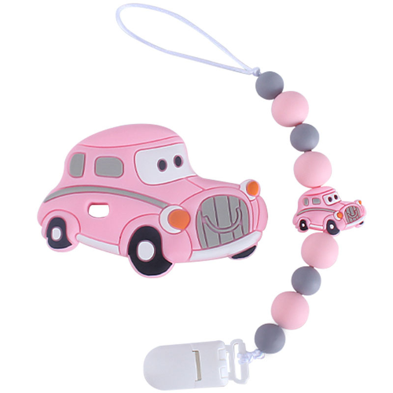 Bebé teether juguetes teether palo clásico coche de silicona chupete cadena anti-gota de la cadena de venta caliente teether traje