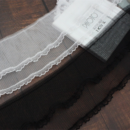 现货13cm压褶网纱蕾丝汉服袖子服装辅料装饰褶皱花边