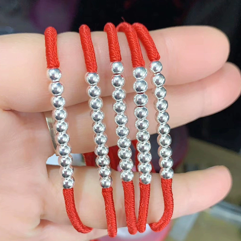П Birthday charm, red rope bracelet, silver bracelet handmade, one bead bracelet, silver 925 sample, wholesale