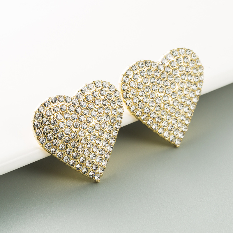 S925 Silver Needle  Korea New  Trendy  Heart-shaped Alloy Full Of Diamonds  Earrings display picture 4