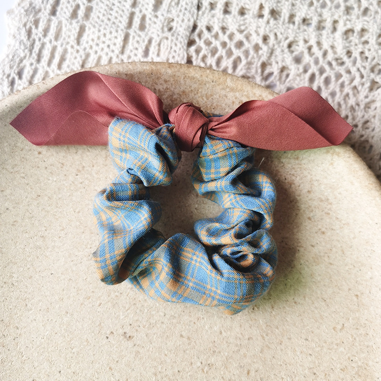 Plaid Bow French Intestine Ring Korean Hair Scrunchies Wholesale Girl Sweet And Elegant Hair Tie Hair Rope Hair Rope Headdress display picture 8