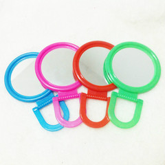 Manufacturer Direct Sales Plastic Folding Single-Sided Mirror Round with Handle Small Mirror Solid Color Makeup Mirror Wholesale